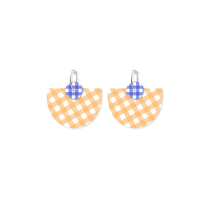 Gingham Marigold Layered Large Bell Hoop Earrings