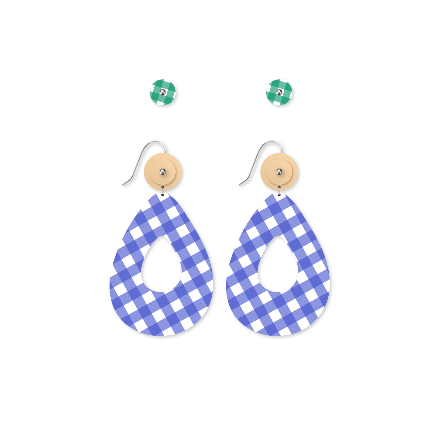 Gingham Sapphire Duo Avo Pack Earrings