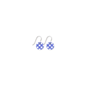 Gingham Sapphire Small Circle Drop Earrings