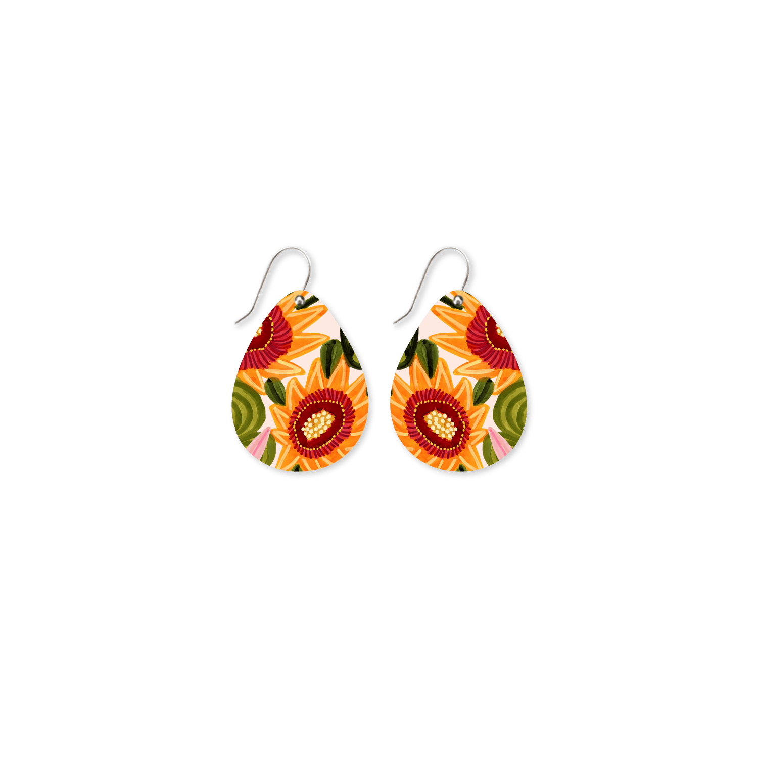 Kirsten Katz Sunflower Iconic Tear Drop Earrings