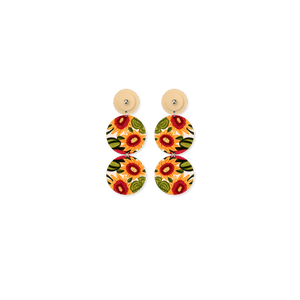 Kirsten Katz Sunflower Layered Tria Circle Stud Earrings