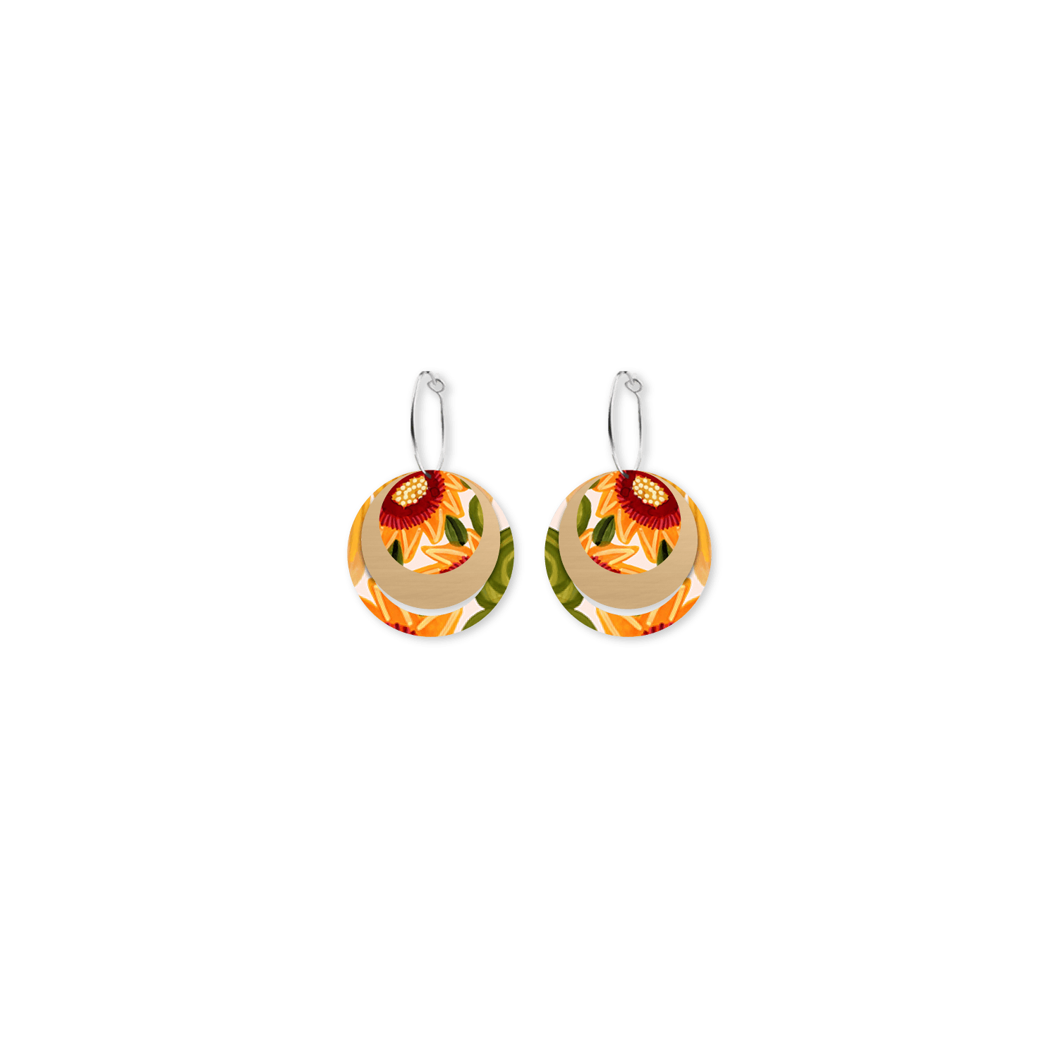 Kirsten Katz Sunflower Three Circle Hoop Earrings