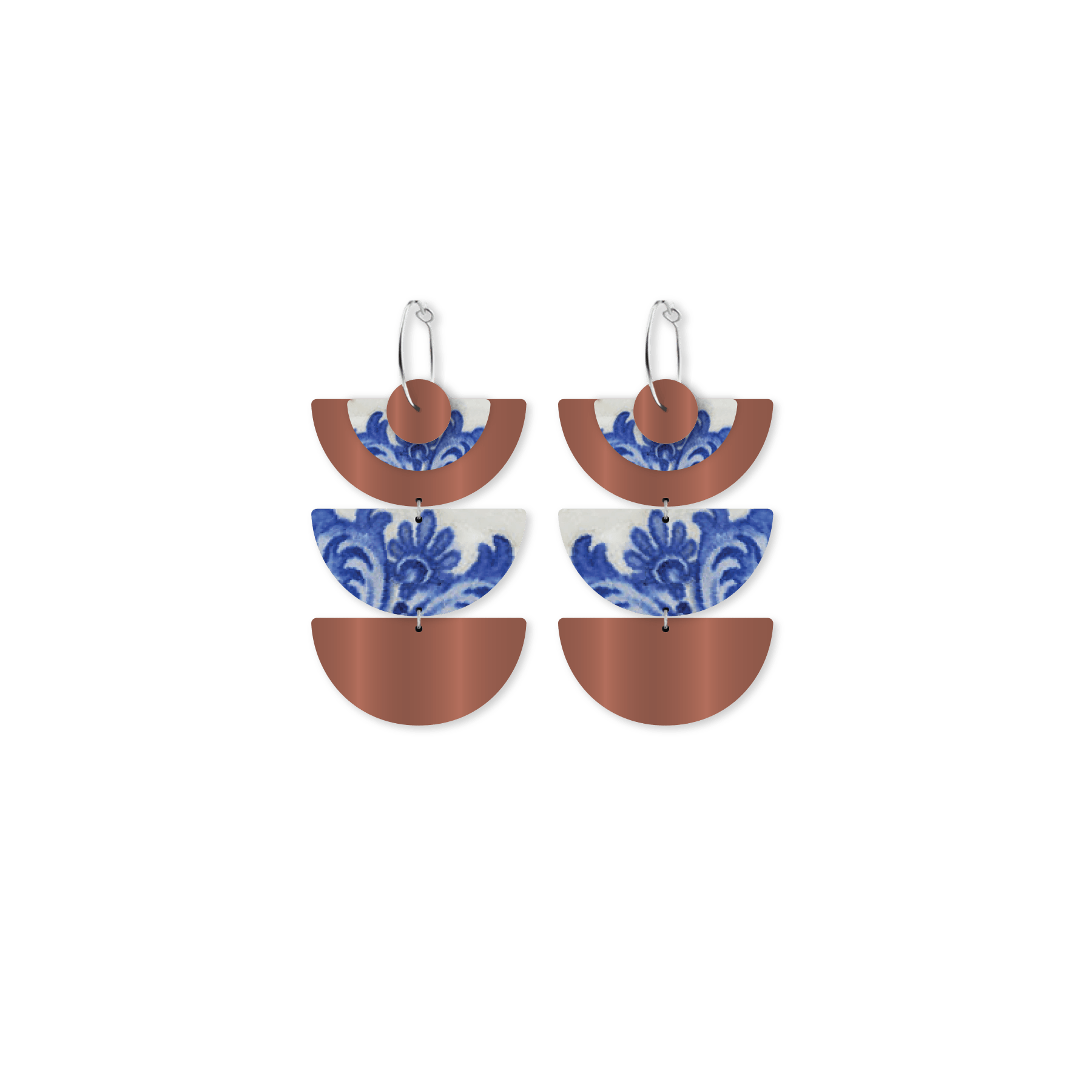 Museums of History NSW Ceramic Layered Trinity Moon Hoop Earrings