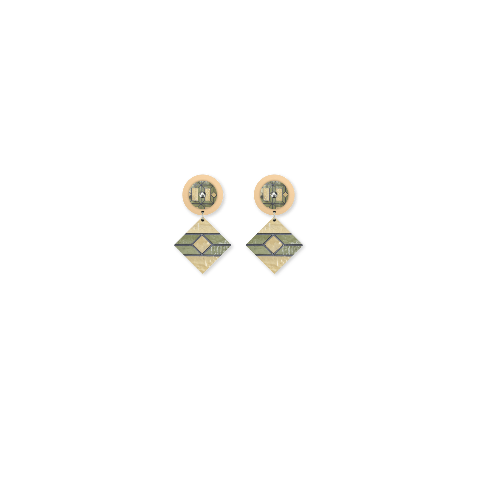 Museums of History NSW Stained Circle Diamond Stud Earrings