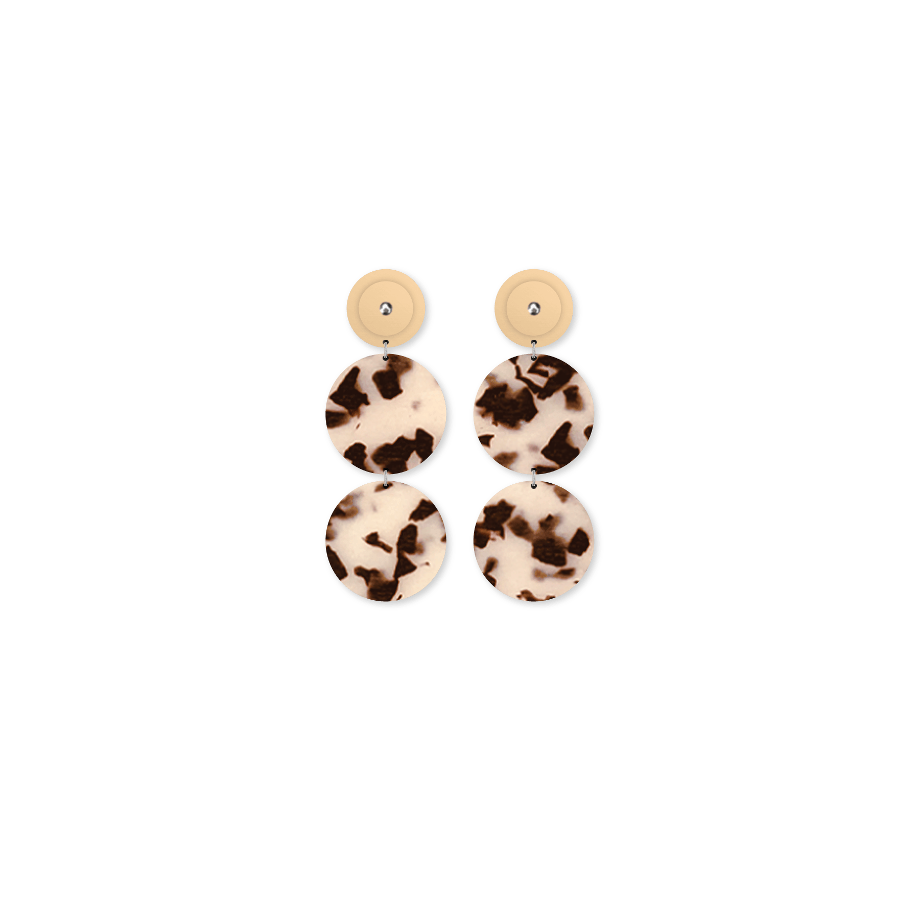 Ivory Tortoise Layered Tria Circle Stud Earrings