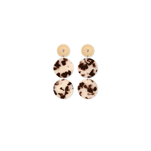 Ivory Tortoise Layered Tria Circle Stud Earrings