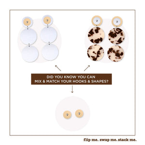 Ivory Tortoise Layered Tria Circle Stud Earrings