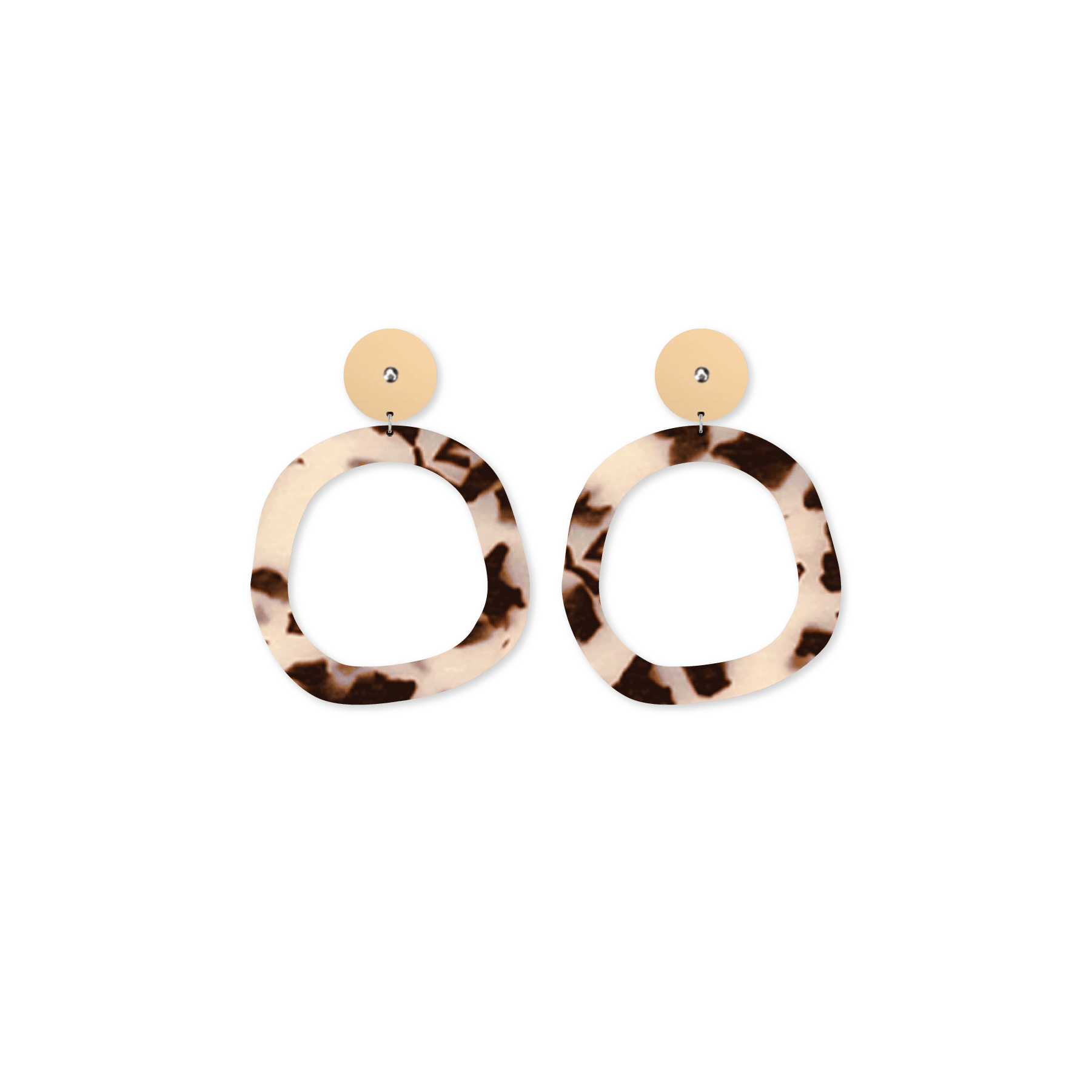 Ivory Tortoise Organic Outline Circle Stud Earrings