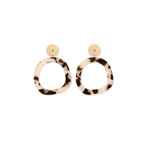 Ivory Tortoise Organic Outline Circle Stud Earrings