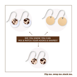 Ivory Tortoise Layered Small Circle Drop Earrings