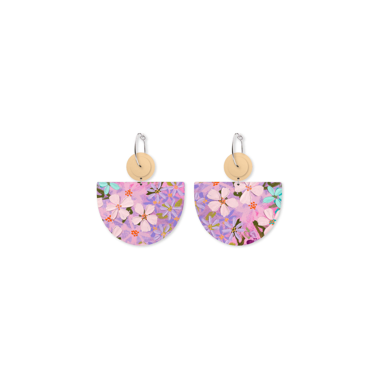 Kelsie Rose Floating Florals Large Bell Circles Hoop Earrings