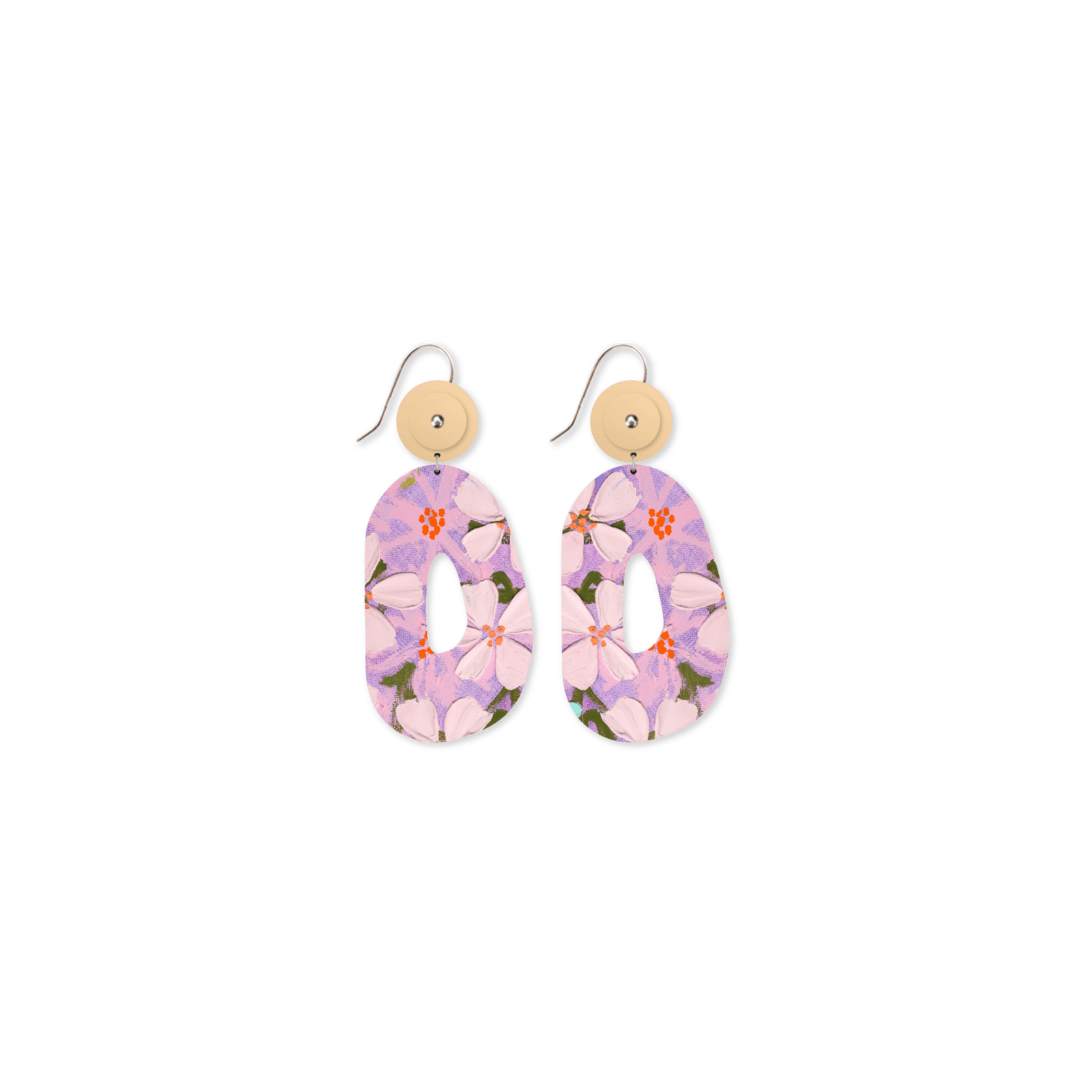 Kelsie Rose Floating Florals Organic Oval Drop Earrings
