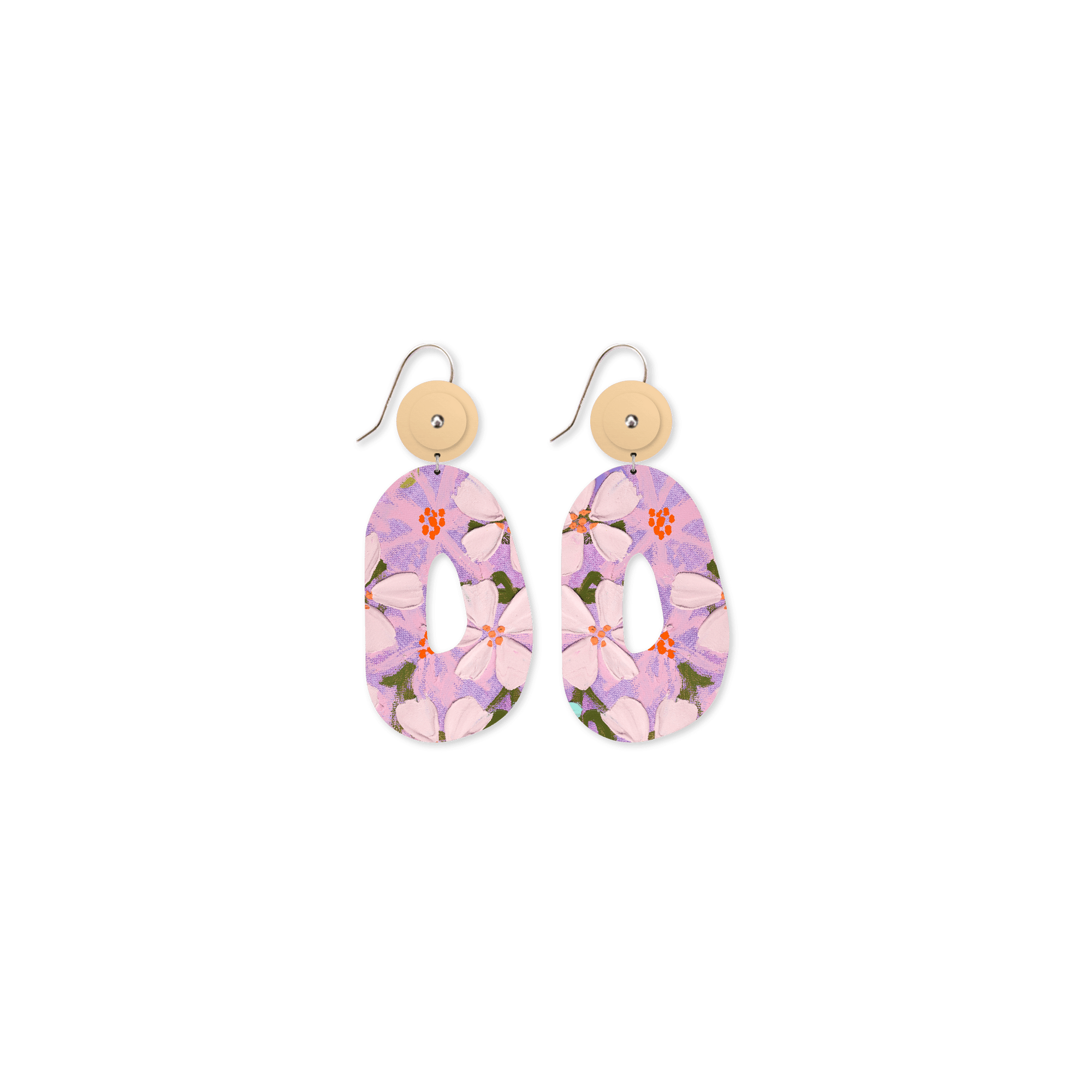 Kelsie Rose Floating Florals Organic Oval Drop Earrings