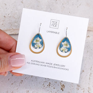 Van Gogh Almond Blossoms Layered Iconic Outline Drop Earrings