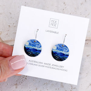 Van Gogh Starry Night Circle Drop Earrings