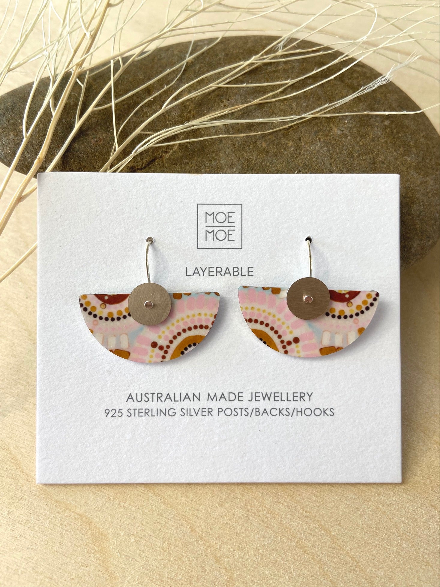 Natalie 2 Layered Medium Moon Drop Earrings