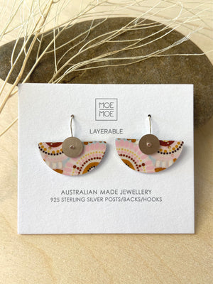 Natalie 2 Layered Medium Moon Drop Earrings