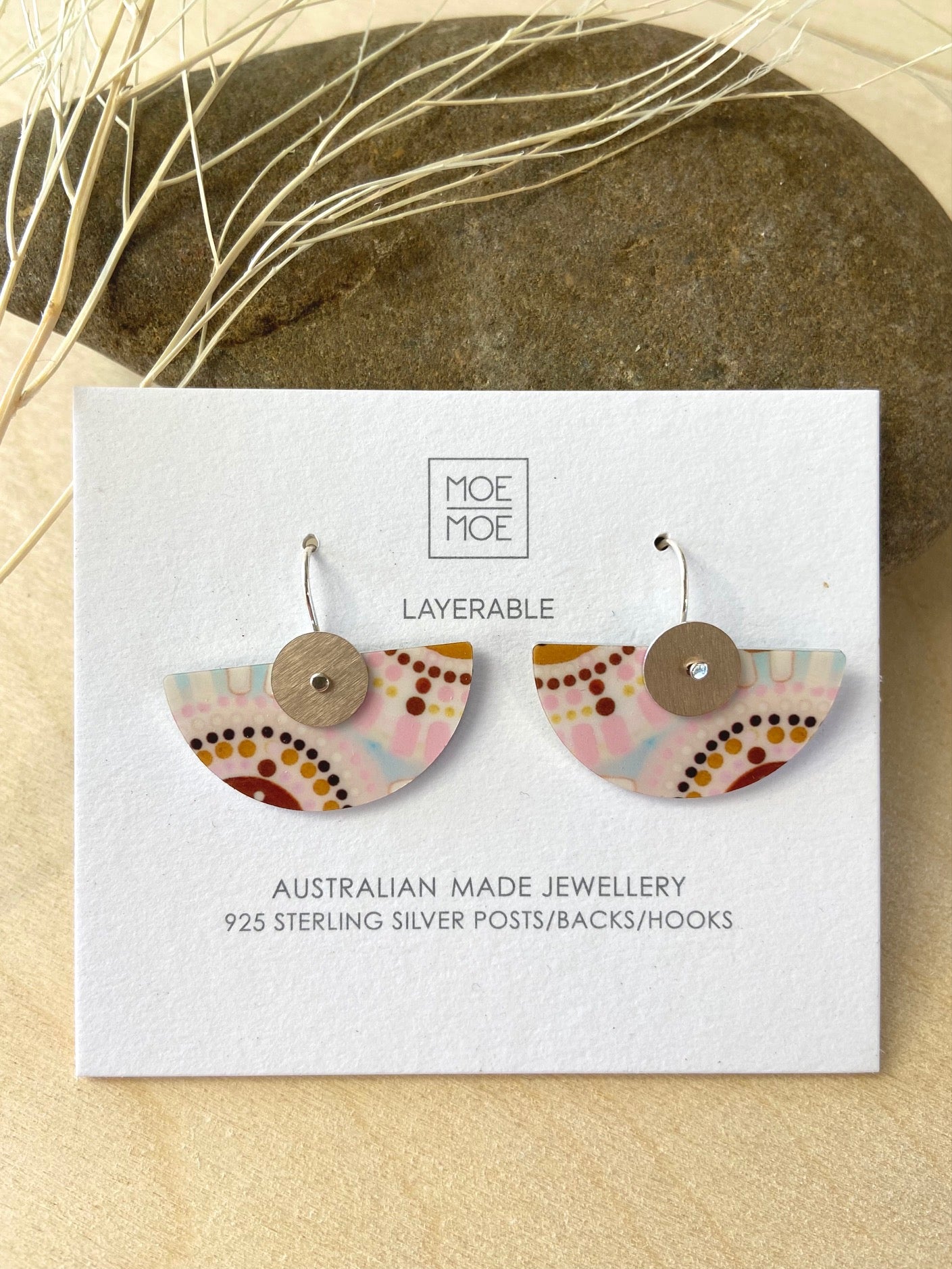 Natalie 4 Layered Medium Moon Drop Earrings