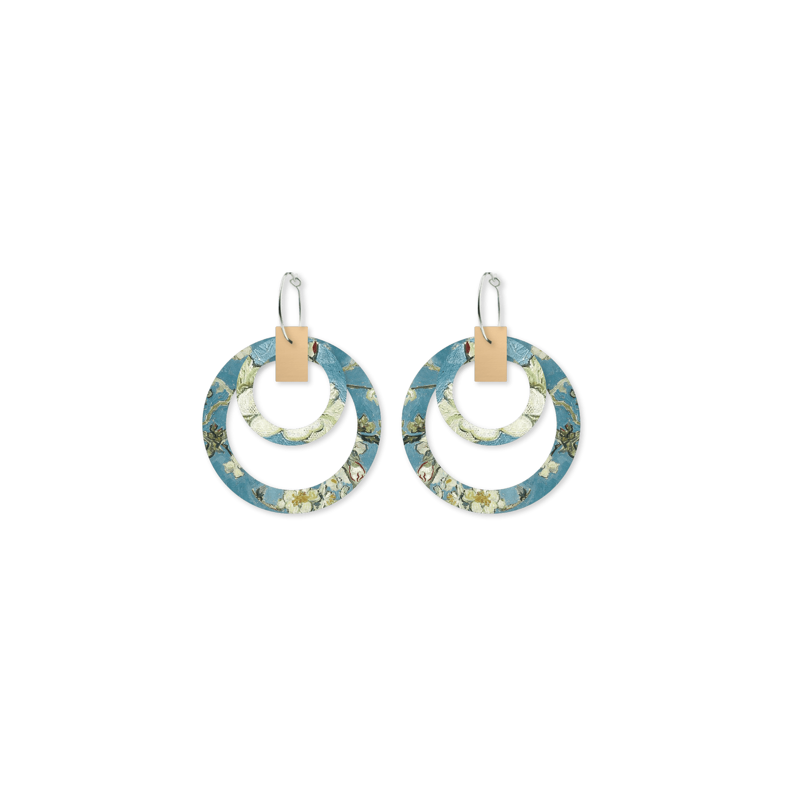Van Gogh Almond Blossoms Double Halo Hoop Earrings