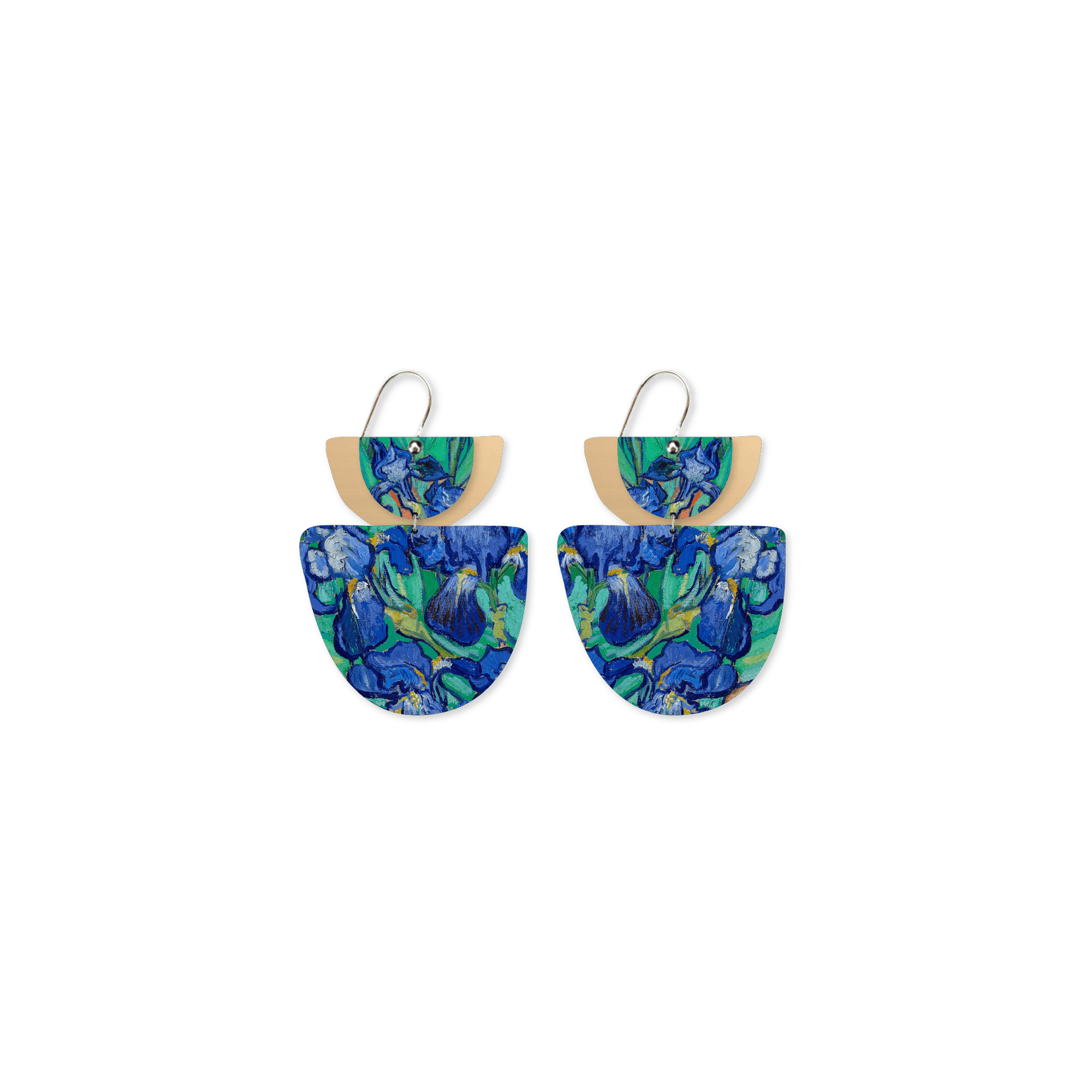 Van Gogh Irises Layered Double Bell Drop Earrings