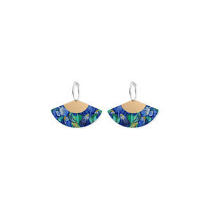 Van Gogh Irises Layered Fan Hoop Earrings