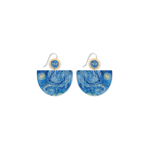 Van Gogh Starry Night Large Bell Circles Drop Earrings