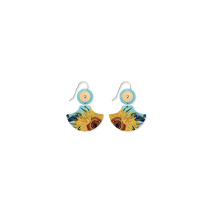 Van Gogh Sunflowers Layered Pagoda Drop Earrings