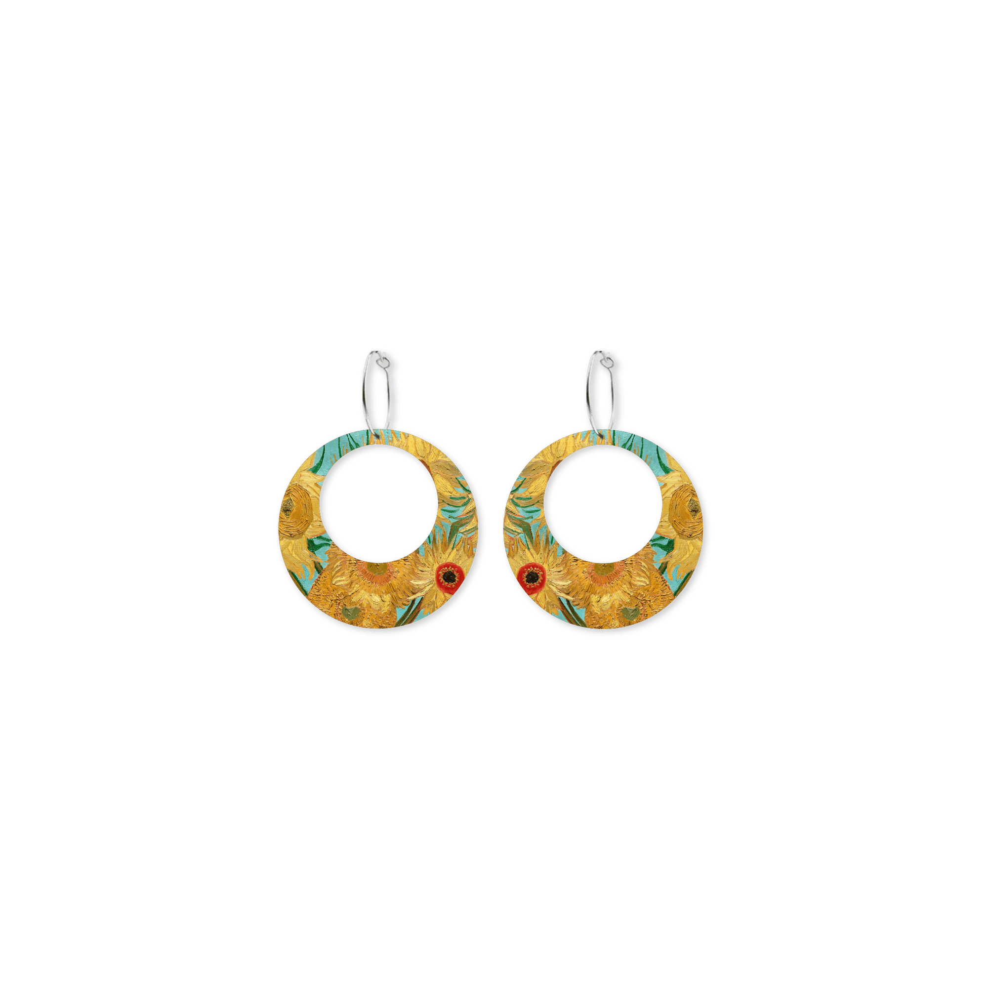 Van Gogh Sunflowers Retro Hoop Earrings